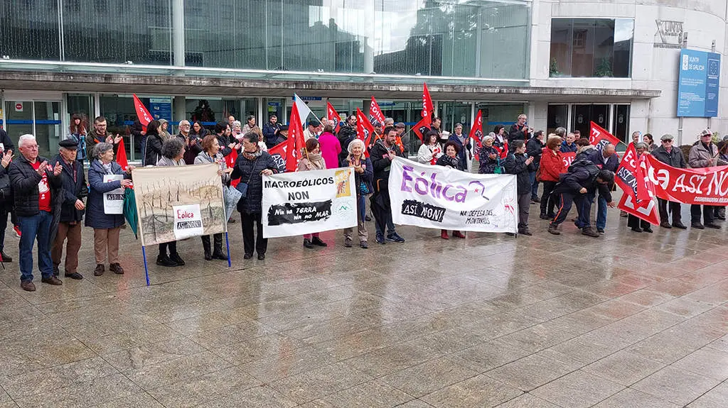 Estampa da manifestaci&oacute;n de hoxe en Lugo (Foto: E&oacute;lica as&iacute; non).