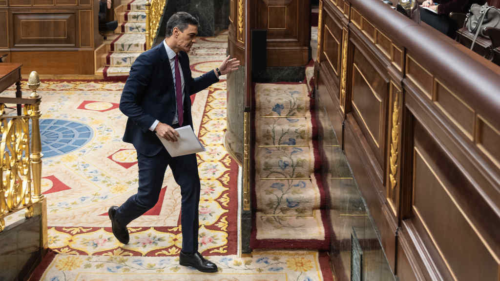 O presidente español, Pedro Sánchez, hoxe no Congreso. (Foto: Eduardo Parra / Europa Press)
