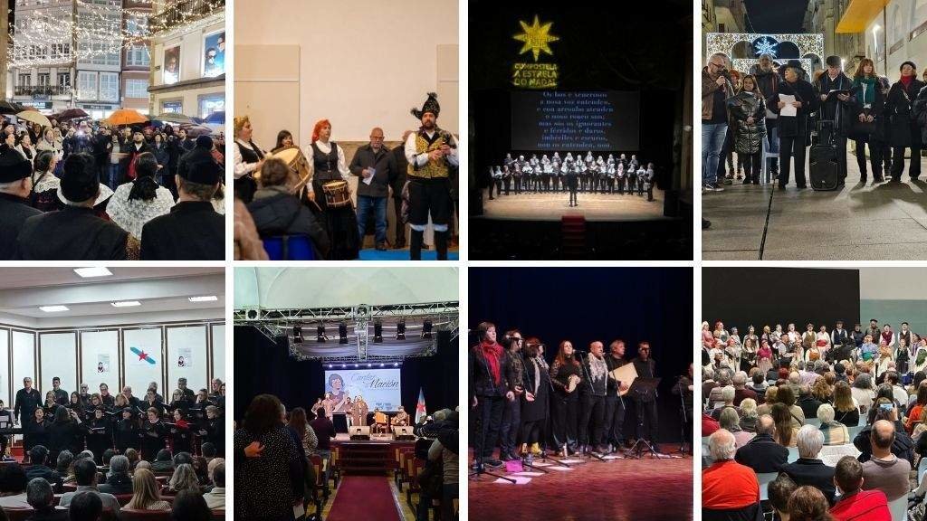De esquerda a dereita, actos onte na Coruña, Arzúa, Compostela, Lugo, Ferrol, Ourense, Pontevedra e Vigo. (Fotos: Nós Diario)