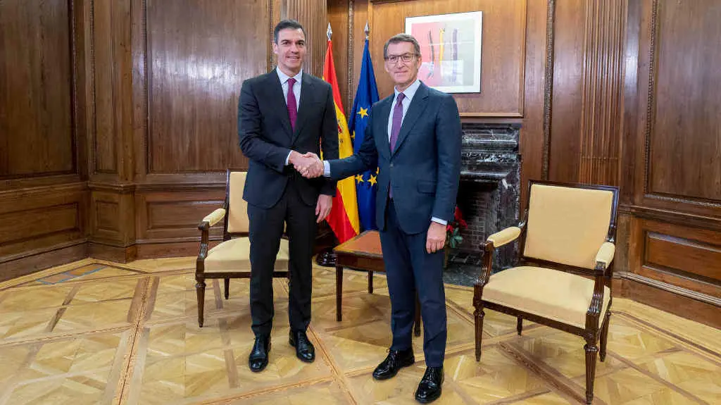 S&aacute;nchez e Feixoo, hoxe. (Foto: Alberto Ortega / Europa Press)