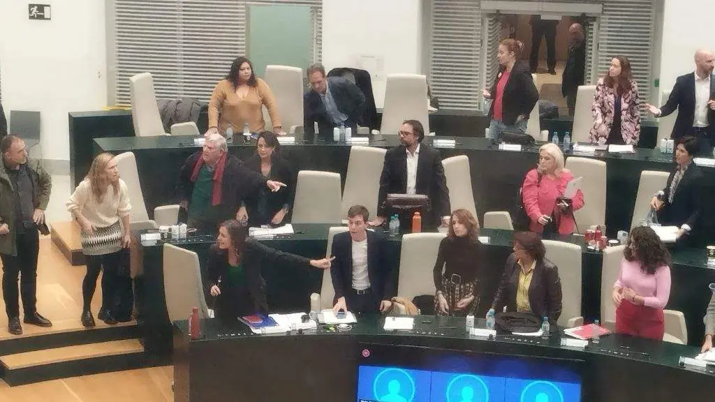 Concelleiros de PSOE e M&aacute;s Madrid, tras a agresi&oacute;n no Pleno de Javier Ortega Smith. (Foto: Europa Press)