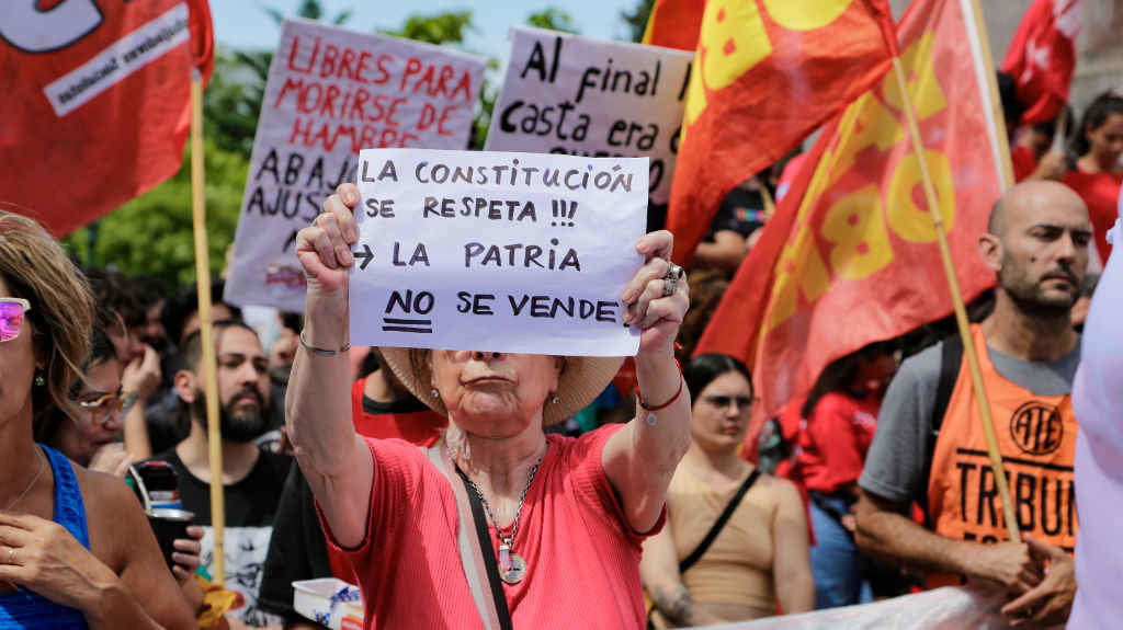 Protesta en Bos Aires a cuarta feira. (Foto: Julian Varela / telam / DPA)