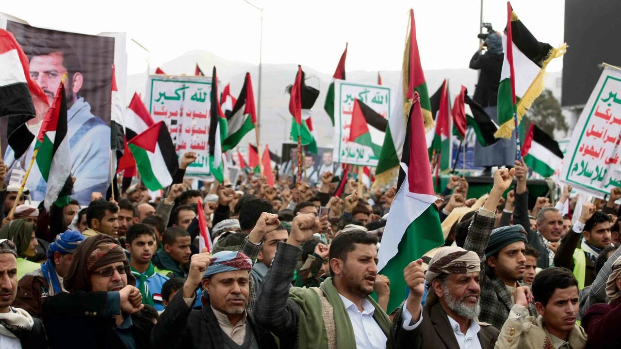 Manifestación en Saná (Iemen) en solidariedade con Palestina (Foto: Osamah Yahya / Europa Press / Contacto).