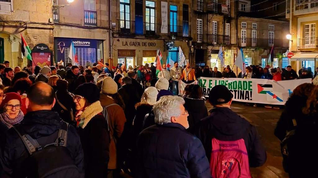 Concentración en apoio a Palestina decorrida hoxe en Compostela. (Foto: Nós Diario)