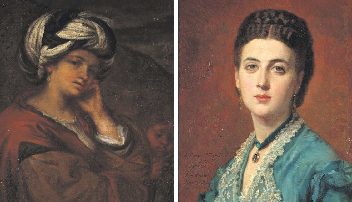 'Agar e Ismael', de Giordano, depositado no museo lucense en 1940 e 'Encarnación Rambaud', de Madrazo e Kuntz, depositado en 2021. (Fotos: Museo do Prado)