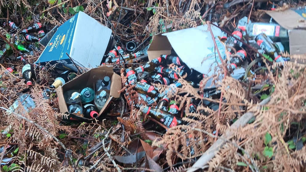 As botellas encontradas en Coirós (Foto: Concello de Coirós).