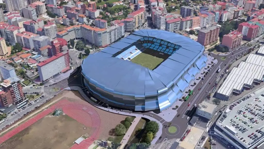 Aspecto que ter&iacute;a a bancada de Gol, en primeiro plano, unha vez conclu&iacute;da a reforma de Bala&iacute;dos. (Foto: Nortap Ingenieros)
