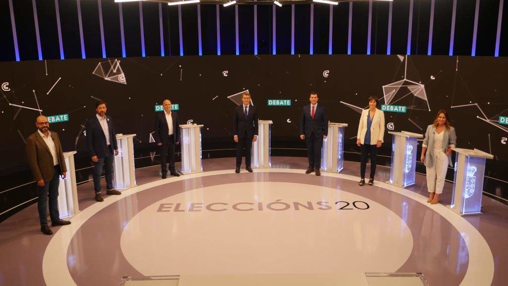 Candidatos e candidatas ás eleccións galegas en 2020, no debate organizado daquela pola CRTVG. (Foto: Europa Press)