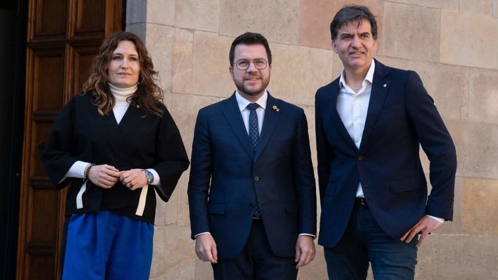 Laura Vilagrà, Pere Aragonès e Sergi Sabrià. (Foto: David Zorrakino / Europa Press).
