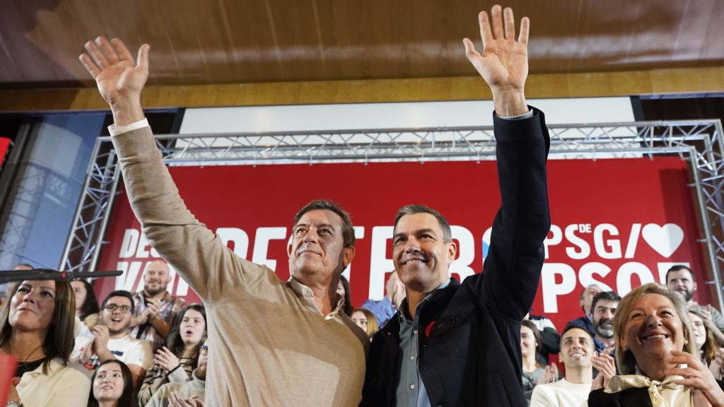 José Ramón Gómez Besteiro e Pedro Sánchez este 27 de xaneiro en Lugo. (Foto: Nós Diario).
