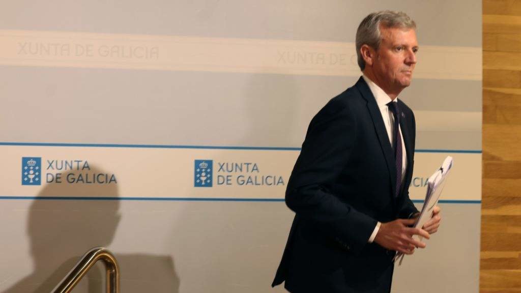 O presidente da Xunta e candidato do PP á reelección, Alfonso Rueda, na rolda de prensa posterior ao Consello da Xunta da semana pasada. (Foto: Arxina)