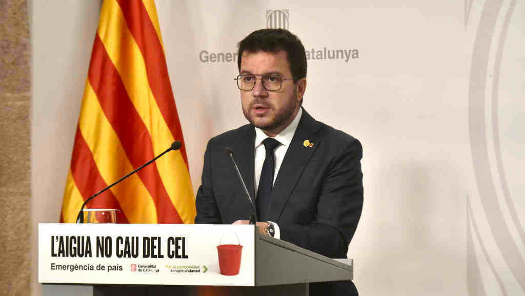 O presidente catalán, Pere Aragonès, nunha declaración hoxe. (Foto: David Oller / Europa Press)