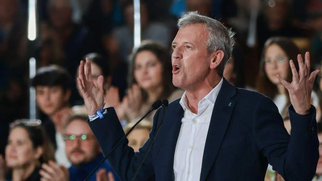 Alfonso Rueda, no mitin do PP deste s&aacute;bado en Pontevedra. (Foto: Beatriz Ciscar / Europa Press)