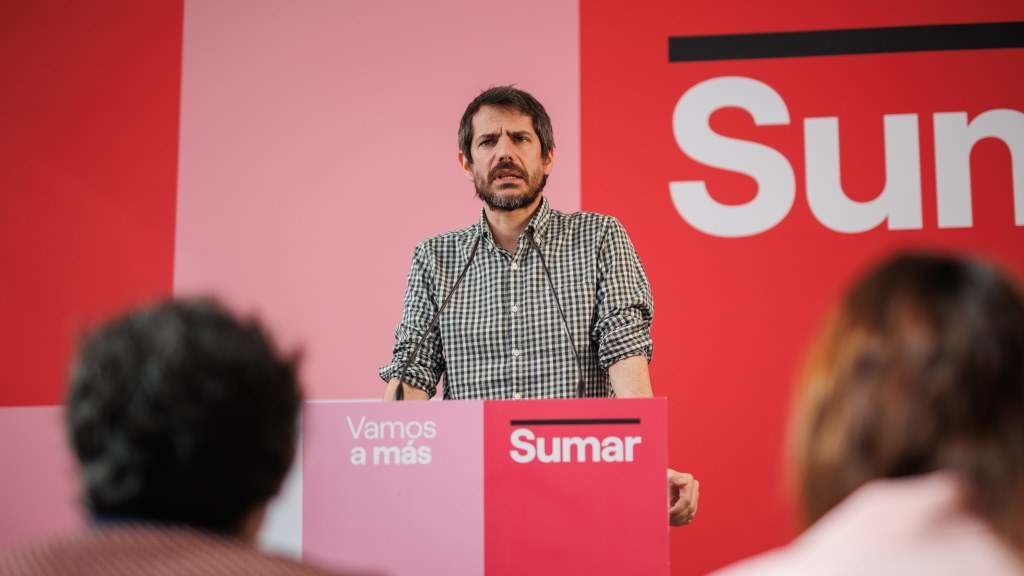 Ernest Urtasun, portavoz de Sumar, esta segunda feira, en Madrid. (Foto: Alejandro Martínez Vélez / Europa Press)
