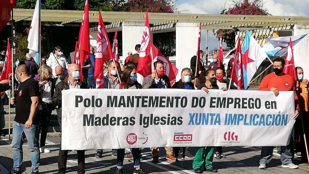 Manifestación do persoal de Maderas Iglesias en Vigo, en outubro de 2020. (Foto: Europa Press)