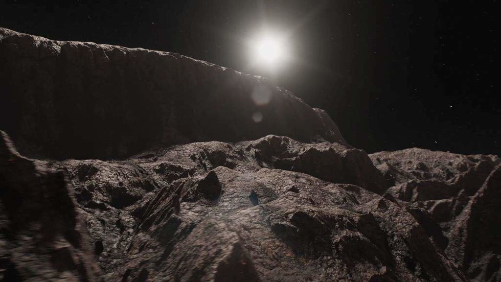 Recreación dun dos asteroides troianos de Xúpiter.