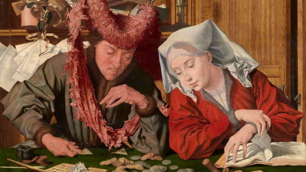 'O cambista e a súa muller', de Marinus van Reymerswale. Óleo sobre táboa. S. XVI. (Foto: Museo do Prado).