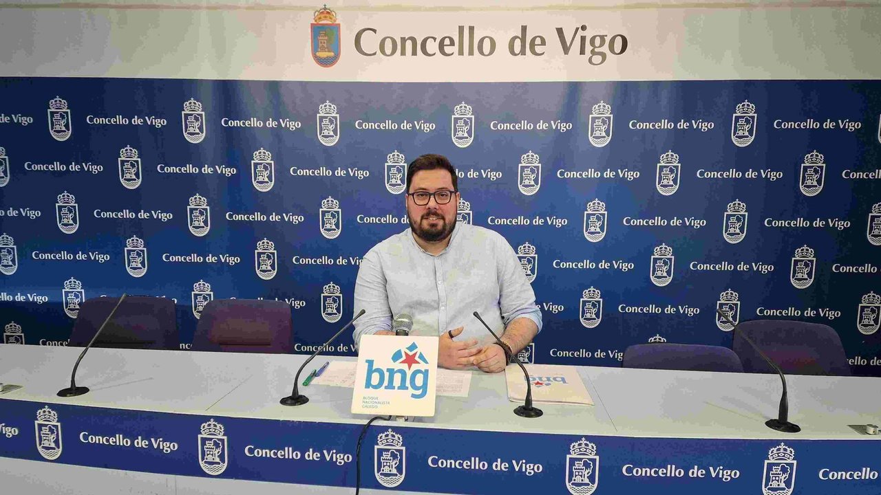 O portavoz do BNG en Vigo, Xabier Pérez Igrexas, esta quinta feira (Foto: Pedro Davila / Europa Press).