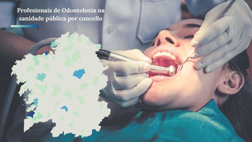 Número de odontólogos e odontólogas presentes nos servizos de atención primaria de cada concello dentro do sistema público de saúde. (Fonte: IGE)