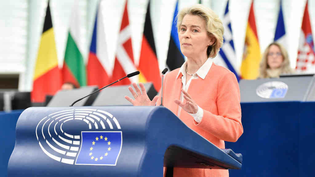A presidenta da Comisión Europea, Ursula von der Leyen, a terza feira. (Foto: Eric Vidal / EU Parliament / DPA)