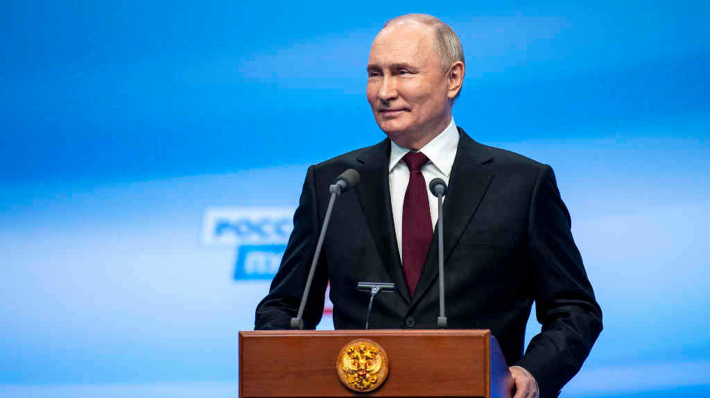 O reelixido presidente ruso, Vladimir Putin, nunha intervención a segunda feira. (Foto: Cao Yang / Europa Press / Contacto)