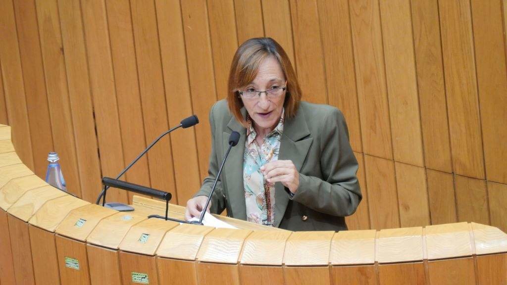 A deputada nacionalista Rosana Pérez, desde a tribuna do Parlamento galego. (Foto: Nós Diario)