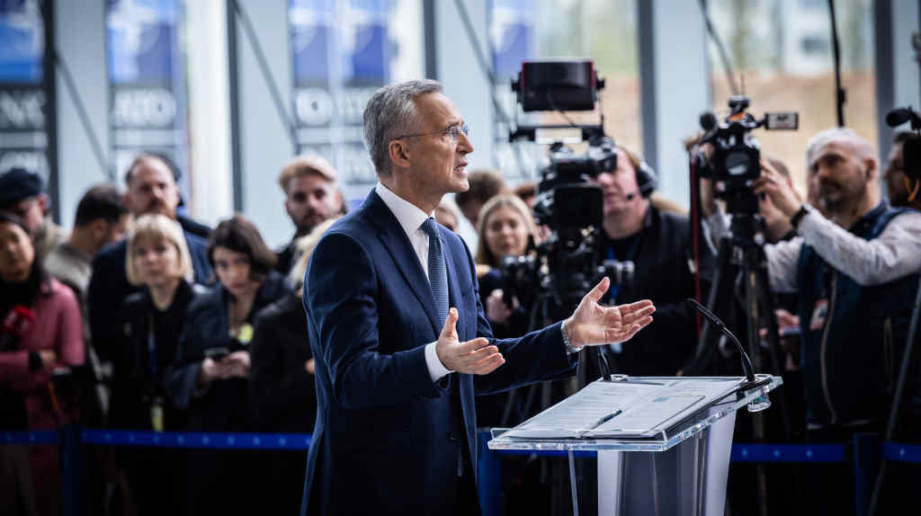 Jens Stoltenberg a cuarta feira. (Foto: NATO / DPA)