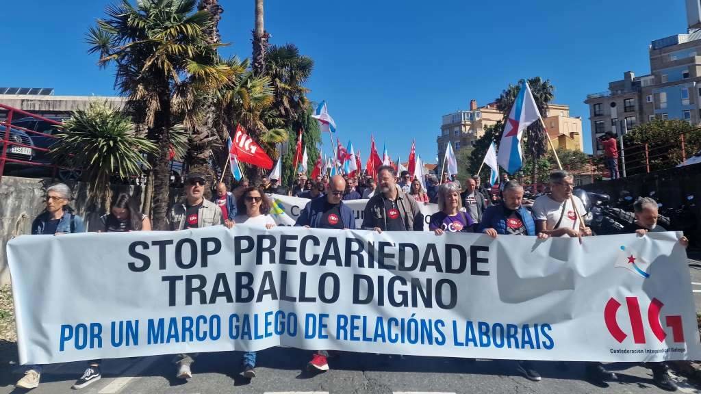 Manifestación da CIG, esta cuarta feira, en Vigo. (Foto: Pedro Davila / Europa Press)