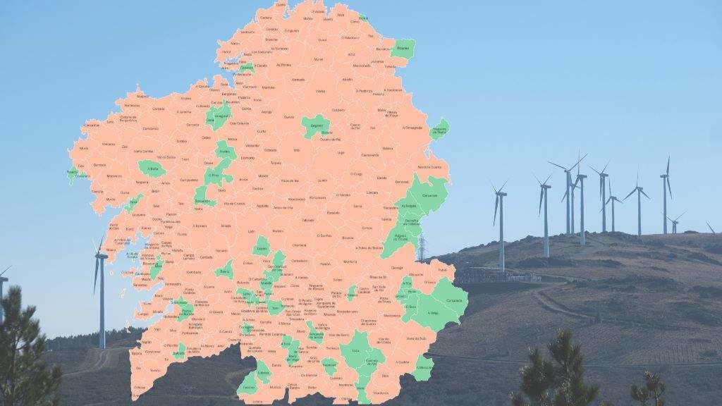 Só 52 concellos galegos non contan con centrais de xeración eléctrica no seu territorio. (Mapa: Nós Diario / Fonte: Inega)