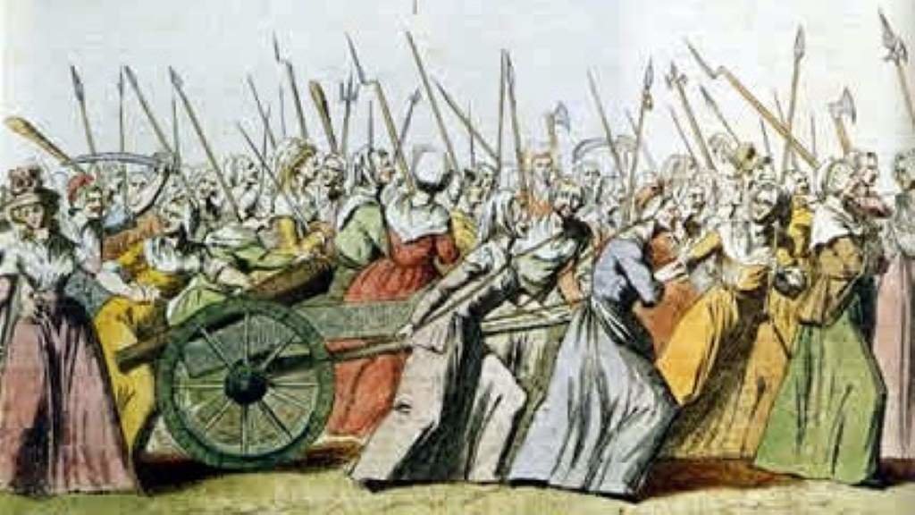 Mulleres marchando contra Versalles (Foto: Biblioteca Nacional de Francia).