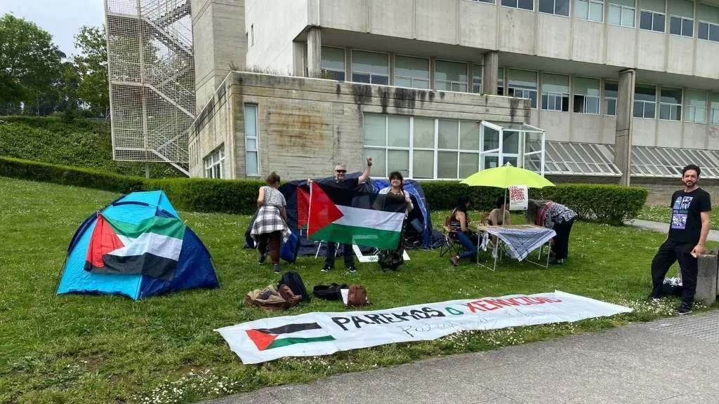 Acampada propalestina na UDC. (Foto: Europa Press)