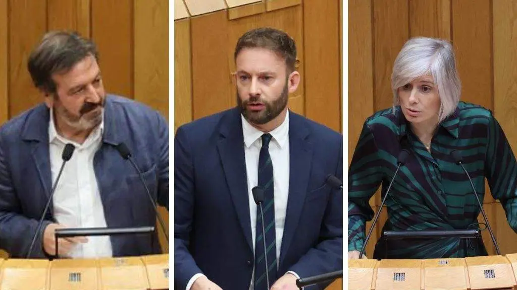 Lu&iacute;s Bar&aacute; (BNG), Gonzalo Trenor (PP) e Patricia Igrexas (PSdeG). [Fotos: Arxina | Parlamento]