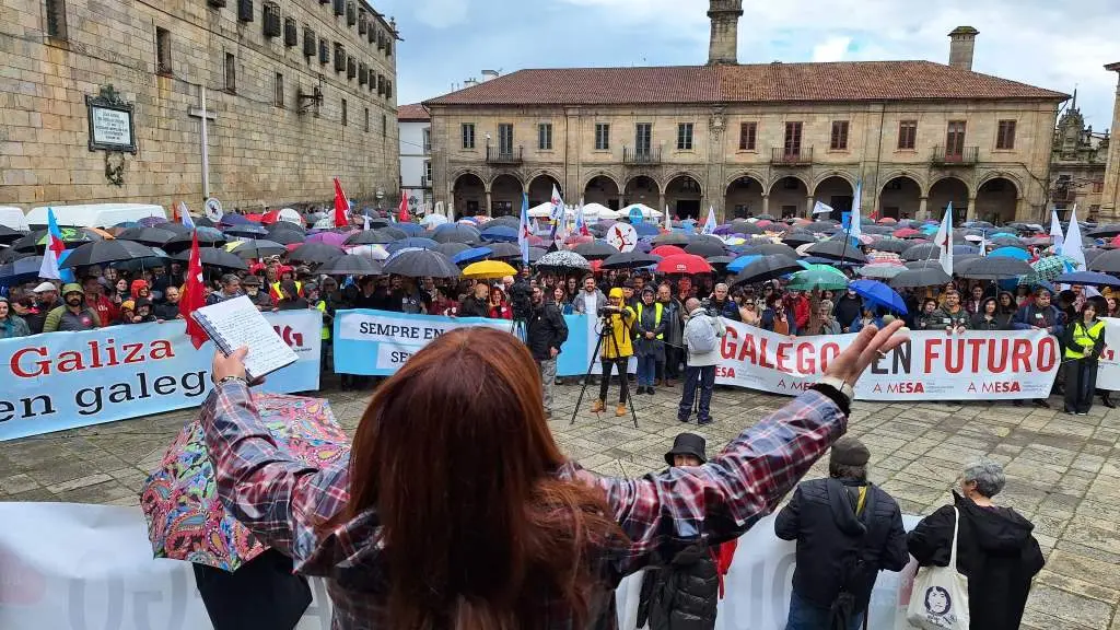 Manifestaci&oacute;n en Compostela convocada por Queremos Galego. (Foto: Queremos Galego)