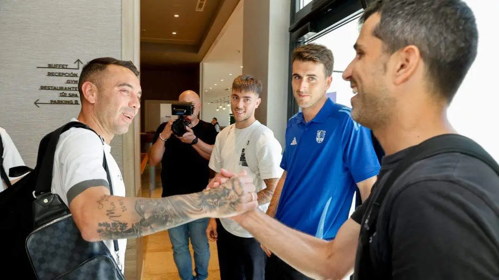 Iago Aspas e &Aacute;lex L&oacute;pez, ex compa&ntilde;eiros no Celta, son os membros m&aacute;is veteranos da listaxe confeccionada polo seleccionador Diego Mart&iacute;nez. (Foto: Futgal).