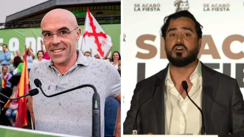Jorge Buxad&eacute;, de Vox, e Alvise P&eacute;rez, de SALF. (Fotos: Europa Press)