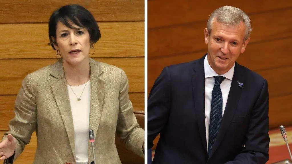 Ana Pont&oacute;n e Alfonso Rueda, esta cuarta feira, no Parlamento galego. (Fotos: Arxina)