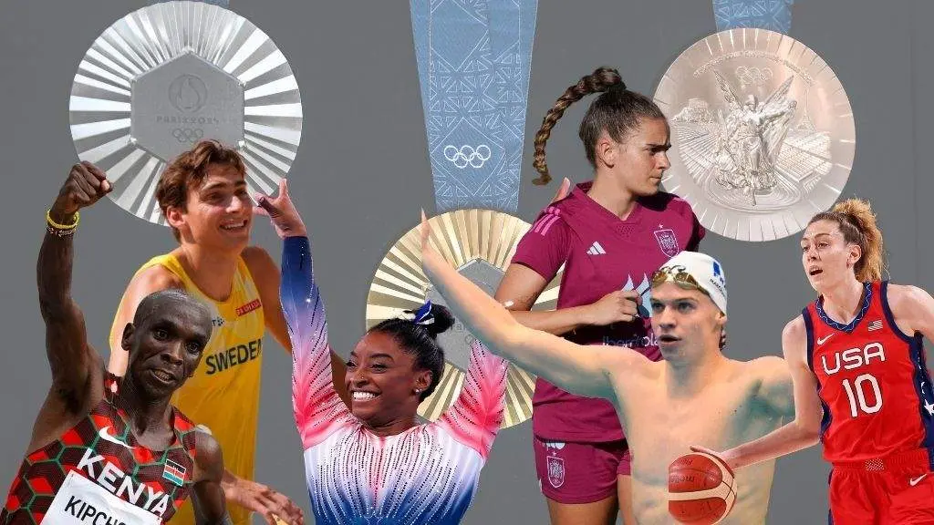 Eliud Kipchoge, Armand Duplantis, Simone Biles, Teresa Abelleira, Le&oacute;n Marchand e Breanna Stewart. (Fotos: Europa Press)