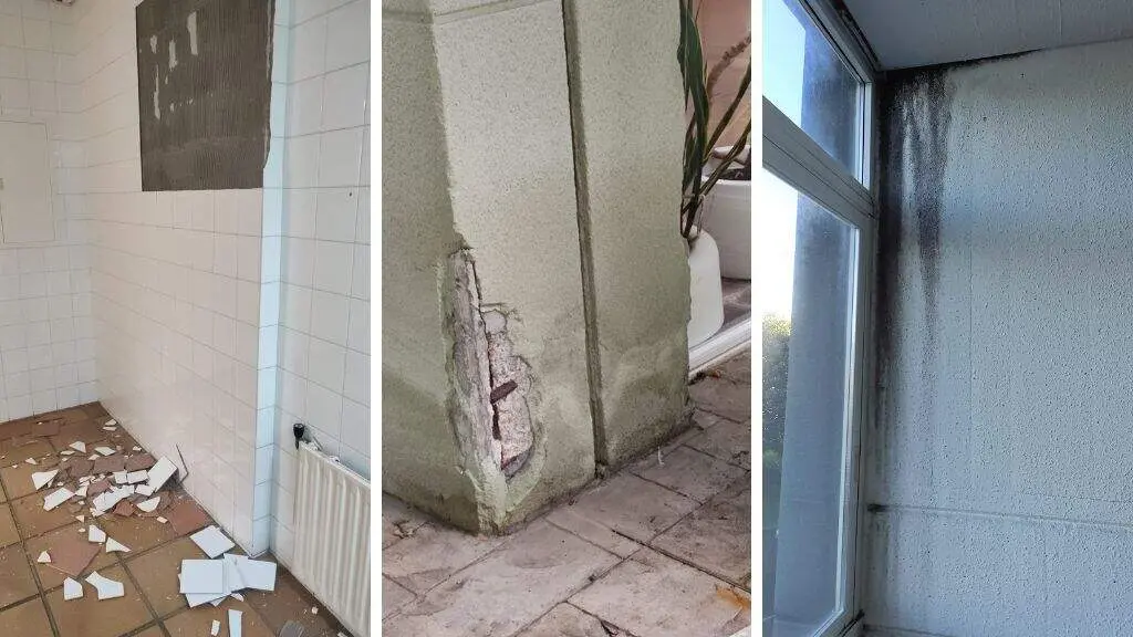 Desperfectos nas dependencias da residencia de maiores de Oleiros. (Foto: N&oacute;s Diario)