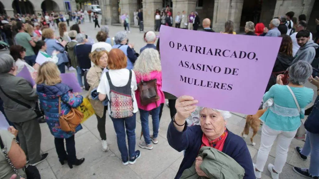 Concentraci&oacute;n contra o crime machista de Oia en xu&ntilde;o de 2023. (Foto: Carlos Castro / Europa Press)