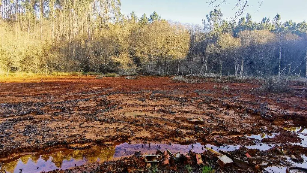 Terrenos afectados pola contaminaci&oacute;n da mina de cobre de Touro. (Foto: N&oacute;s Diario)
