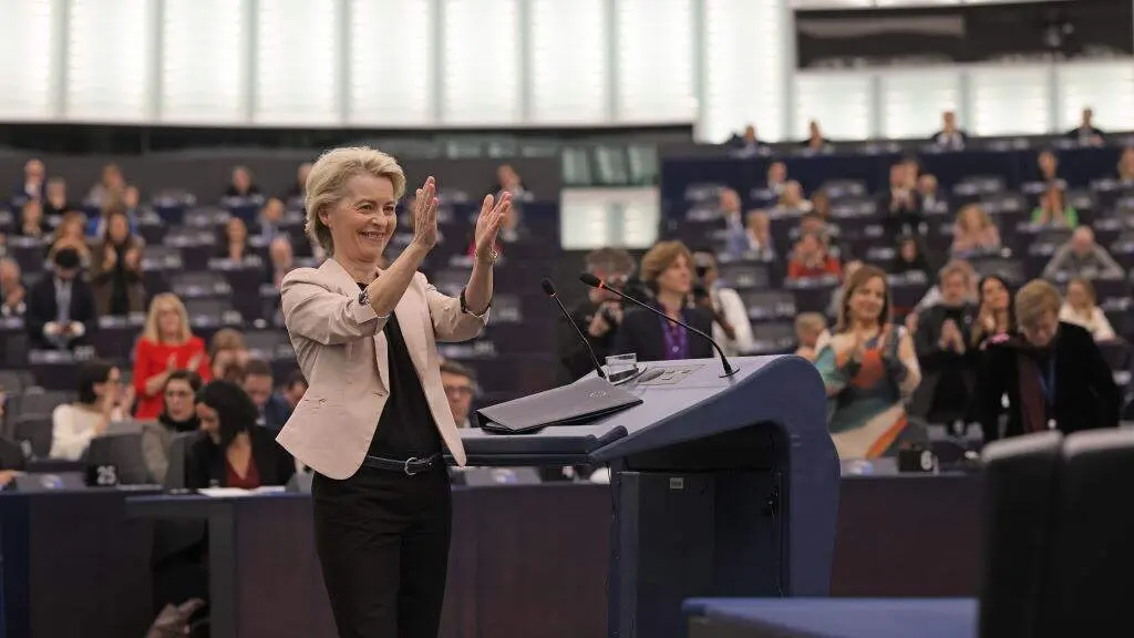 Ursula von der Leyen, Presidenta da Comisi&oacute;n Europea este 27 de novembro en Estrasburgo. (Foto: Philipp von Ditfurth / dpa)