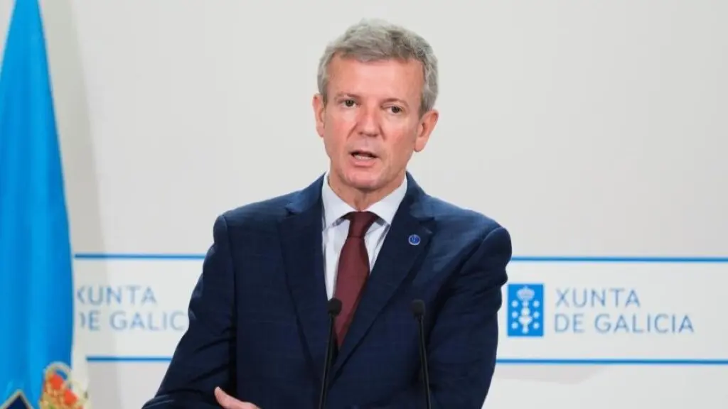 O presidente da Xunta da Galiza, Alfonso Rueda, esta segunda feira ap&oacute;s o Consello da Xunta. (Foto: Xunta da Galiza)