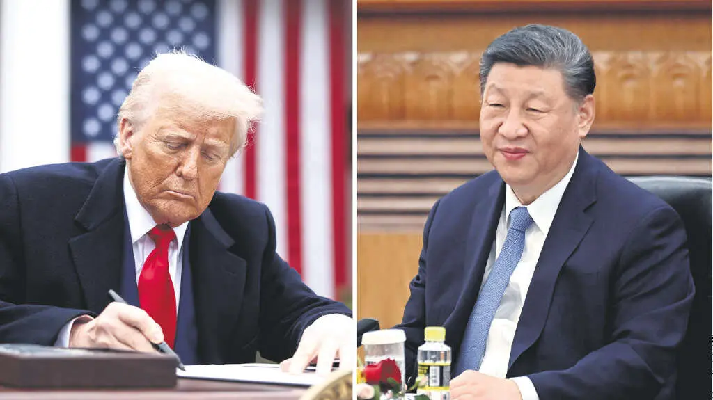 O presidente dos Estados Unidos, Donald Trump, o 2 de abril de 2025, e o seu hom&oacute;logo chin&eacute;s, Xi Jinping, o 28 de marzo de 2025. (Foto: Jim LoScalzo - Pool v&iacute;a CNP / Zuma Press / ContactoPhoto / Johannes Neudecker / DPA v&iacute;a Europa Press)
