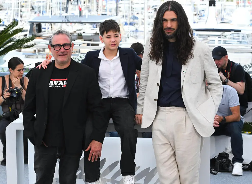 Cannes, 78th Cannes Film Festival 2025 - day 4 - Photocall of the film &ldquo;Sirat&rdquo;. In the photo Sergi Lopez, Bruno Nunez, Oliver Laxe