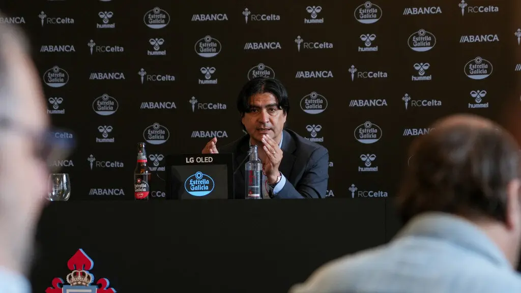 Marco Garc&eacute;s, na sala de prensa do Real Club Celta, o 4 de xu&ntilde;o. (Foto: RC Celta)
