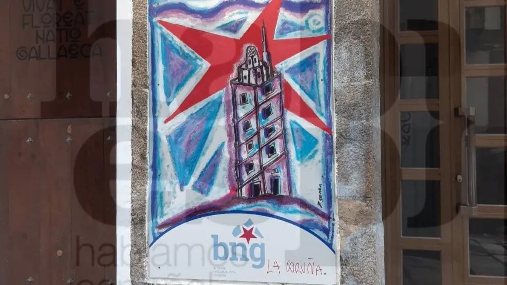 Pintada na sede do BNG na Coru&ntilde;a. (Foto: Hablamos Espa&ntilde;ol)