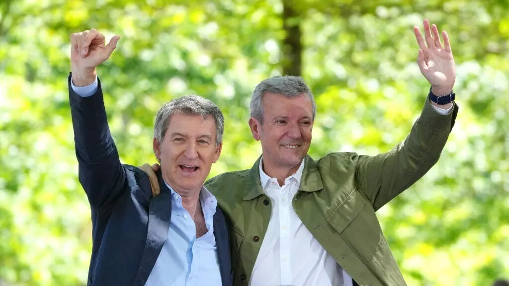 Alberto N&uacute;&ntilde;ez Feixoo e Alfonso Rueda, o pasado 24 de maio no Pino. (Foto: &Aacute;lvaro Ballesteros / Europa Press)