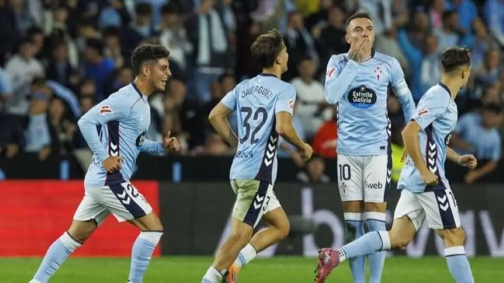 Xogadores do Celta o 5 de outubro no encontro fronte ao Atl&eacute;tico de Madrid. (Foto: LaLiga)