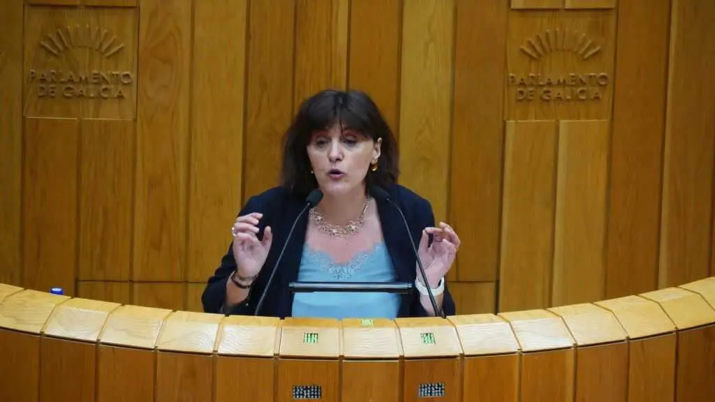 a deputada do BNG, Montse Valcárcel, no Parlamento da Galiza. (Foto: N&oacute;s Diario)