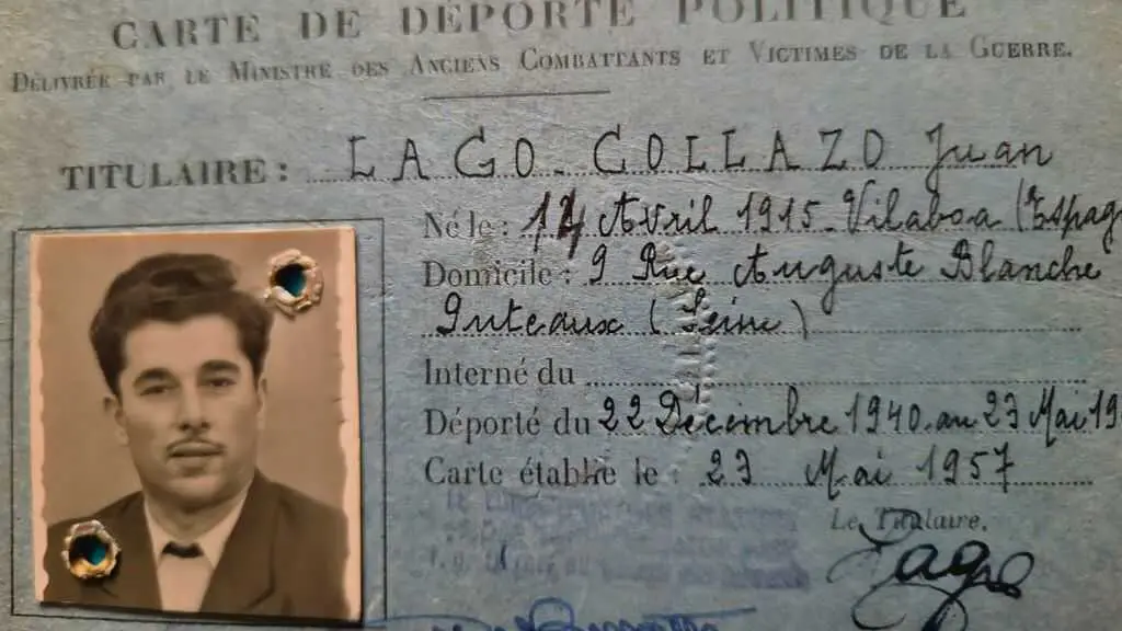 Carta de deportado de Juan Lago. (Foto: A Regaduxa)